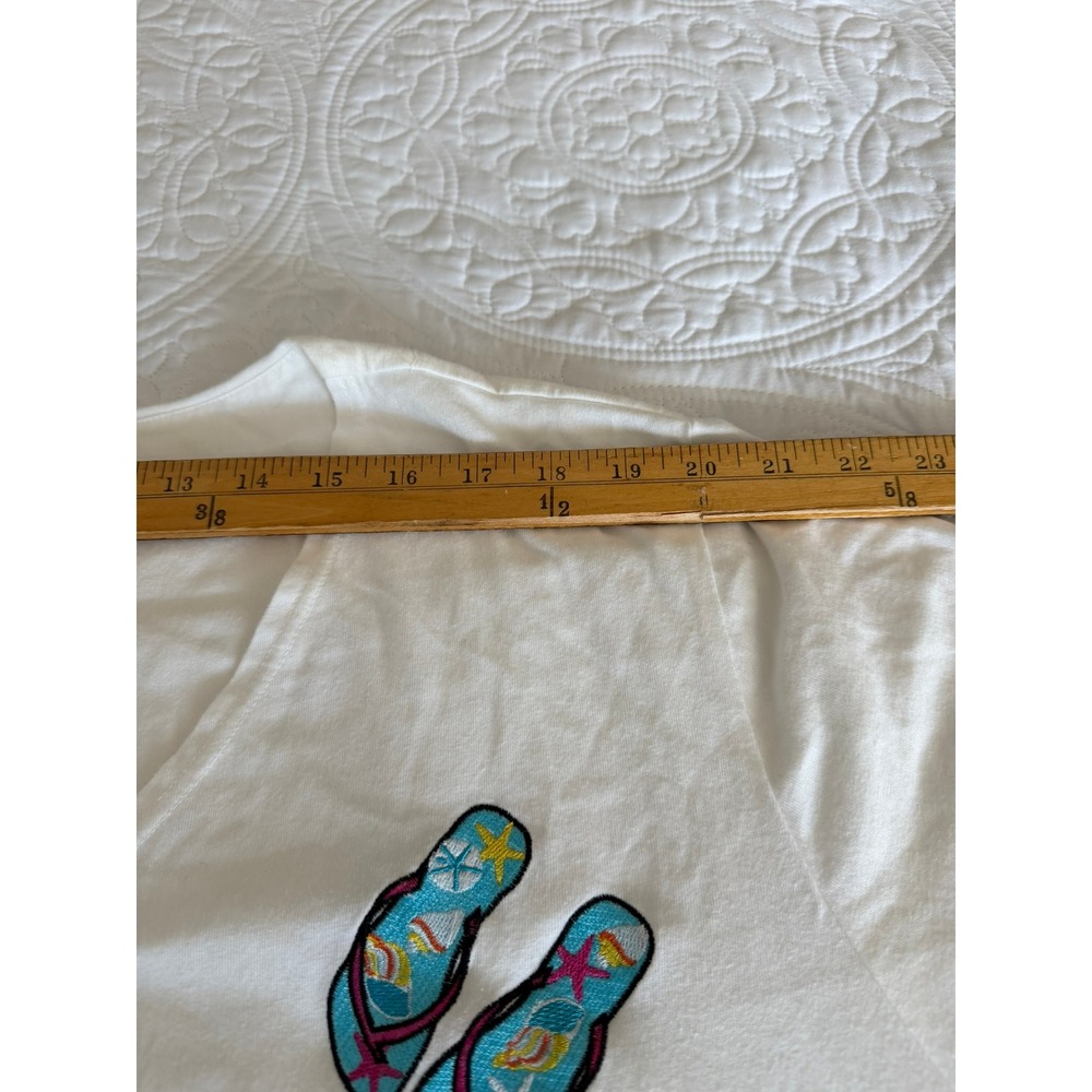 Liz & Me Womens 3X White Flip Flop Zip Front Tunic Top Short Sleeve Beach Summer - Picture 6 of 7